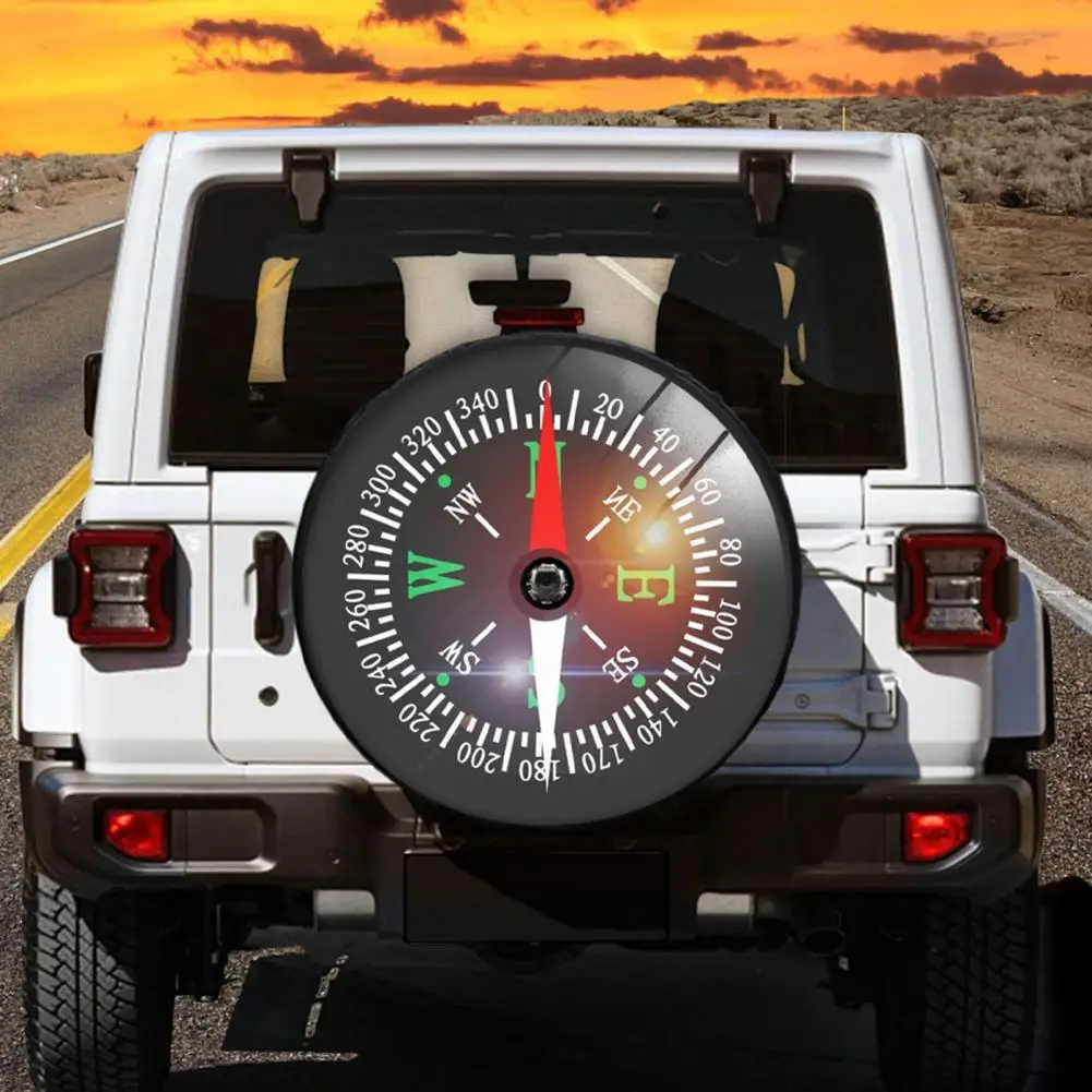 Car Tire Cover Rich Patterns Dustproof Clear Print with Hole Soft Protection Non-sponge Rubber Compass Style Car Tyre Cover