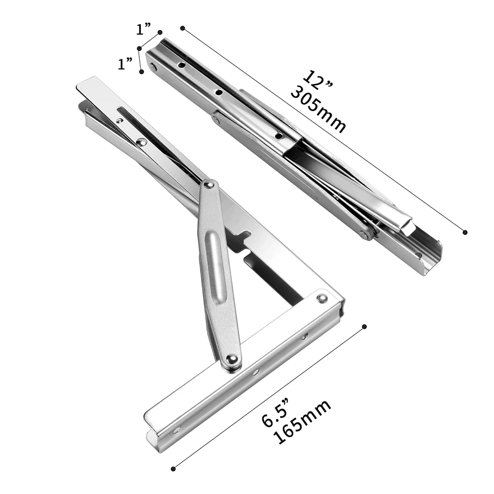 A Pair Of Stainless Steel Foldable Tripod Wall Shelf Retractable Bracket Support Laminate Right Angle Bracket