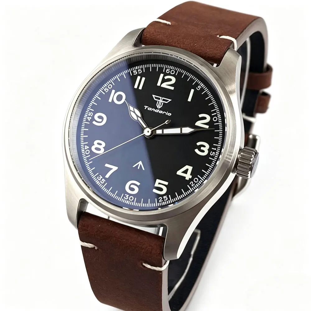 Tandorio 39mm VH31 Sweep Second Quartz Watches For Men Sapphire Glass 20ATM Stainless Steel/Titanium Diver Men Watch Luminous