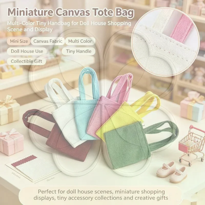 Dollhouse Mini Dressing Handbag 1Pcs Canvas Changing Bag Handmade Realistic Decor for Doll Role Play Collectibles