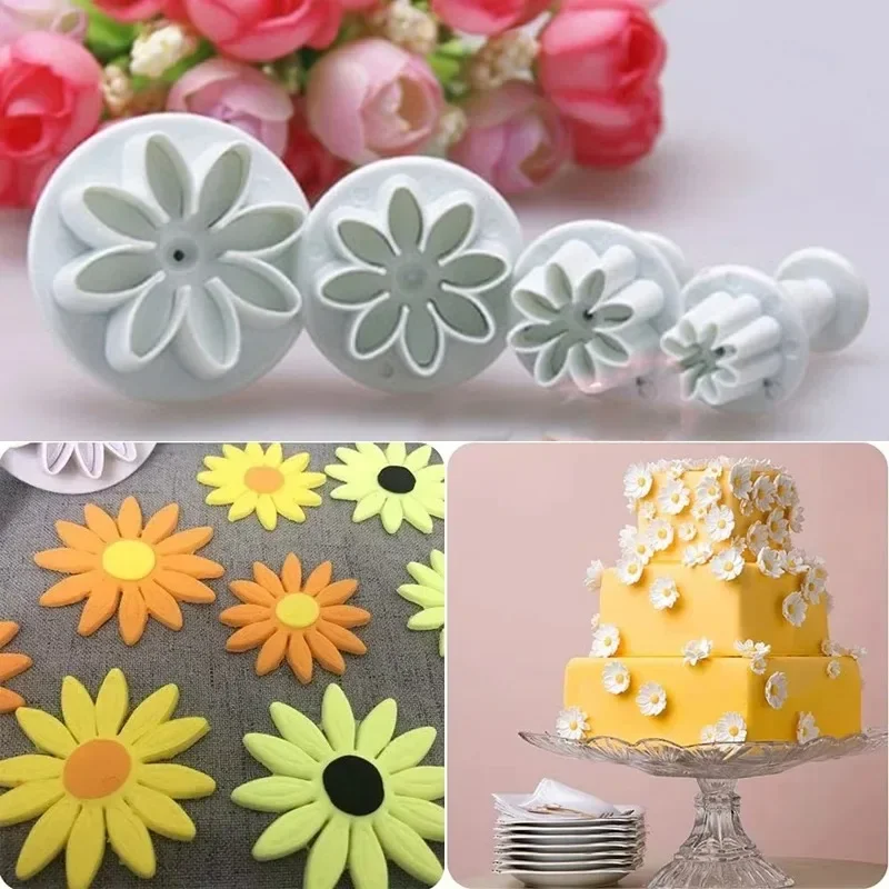 

Плунжерные формочки для печенья с маргариткой и подсолнухом, набор форм для выпечки, инструменты для украшения помадки и теста, принадлежности для самостоятельного изготовления для вечеринок