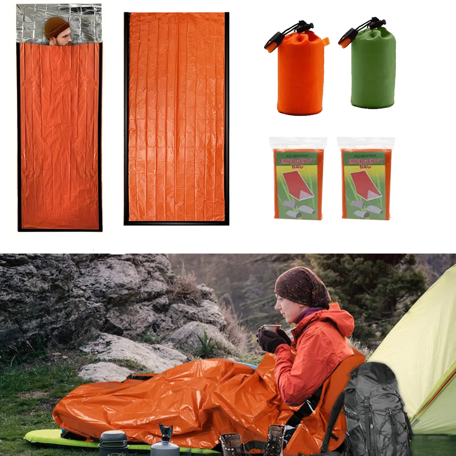 

1pc Emergency Sleeping Bag - for Camping,First Aid Kits - Lightweight Warmth for Cold Weather,Emergencies & Outdoor Adventures