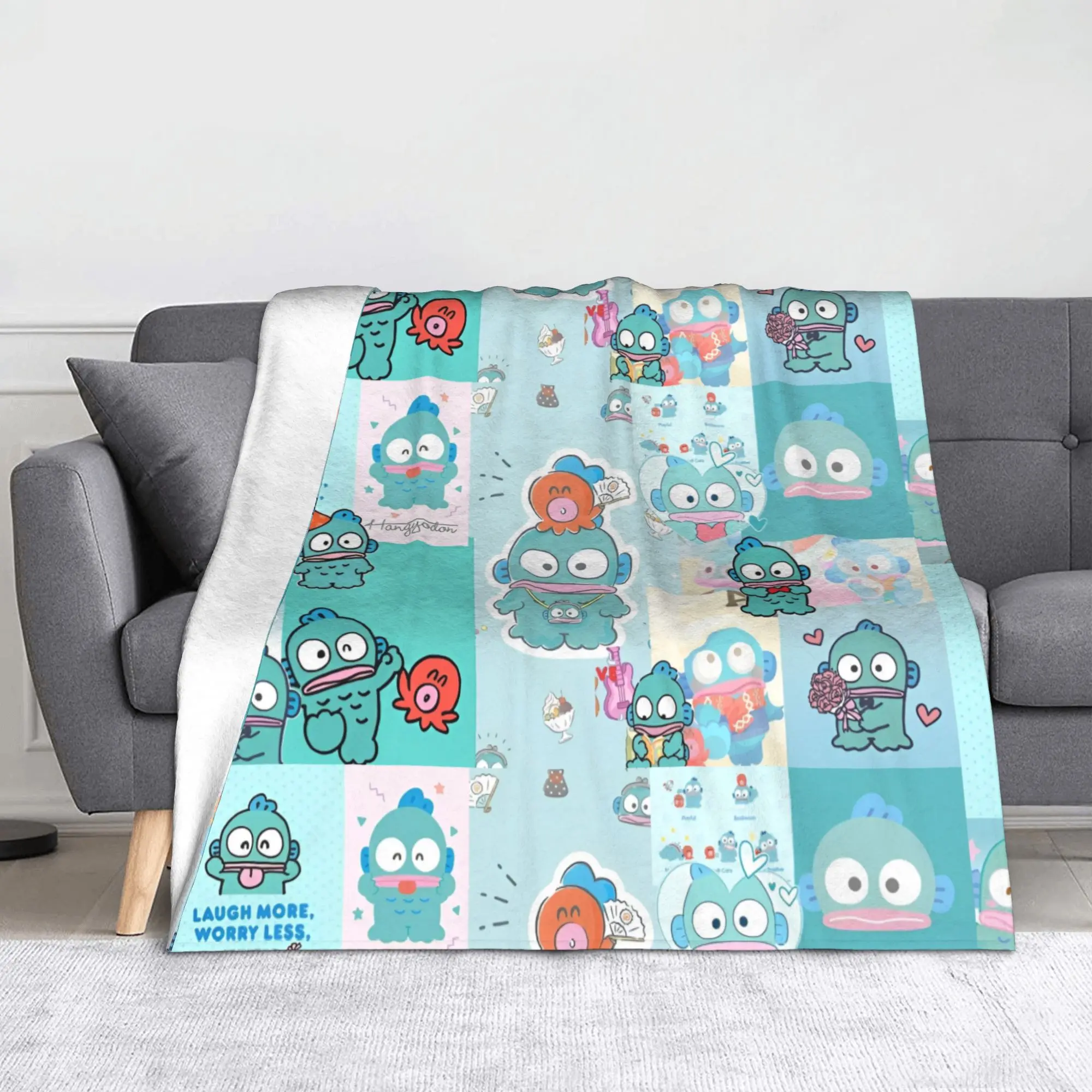 

Hangyodon Cute Cartoon Blanket Flannel Decoration Portable Lightweight Throw Blanket for Bedding Bedroom Bedding Throws