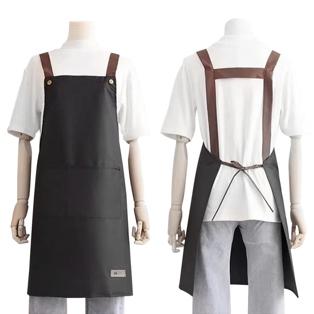 Kitchen Apron Men Women Waterproof Oil-proof Cooking Apron With Front Large Pockets Adjustable Bib Working Apron For Home Chef