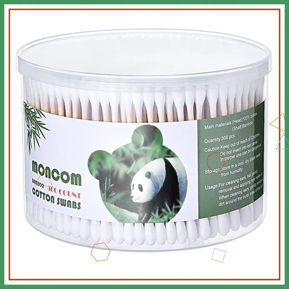 

500 Count Cotton Swabs, Double Round Thick Tips, Biodegradable Wooden Sticks, Eco-Friendly Qtips for Ears, 2.8 Inch