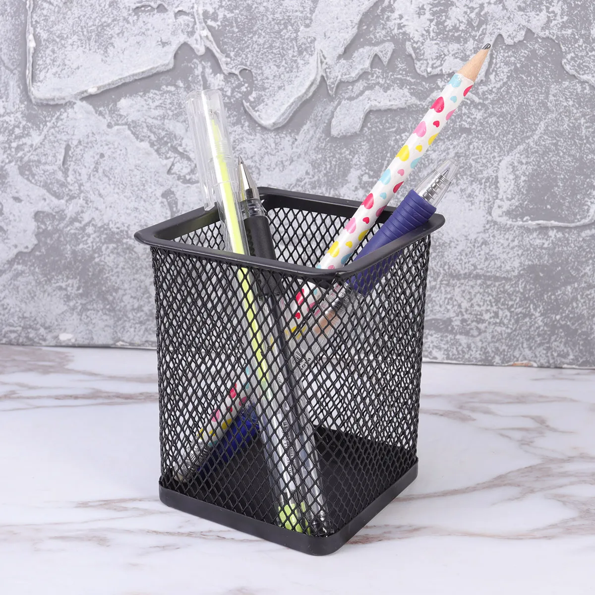 

3 Pcs Metal Hollow Pen Holder Square Penholder Container Iron Net Practical Creative