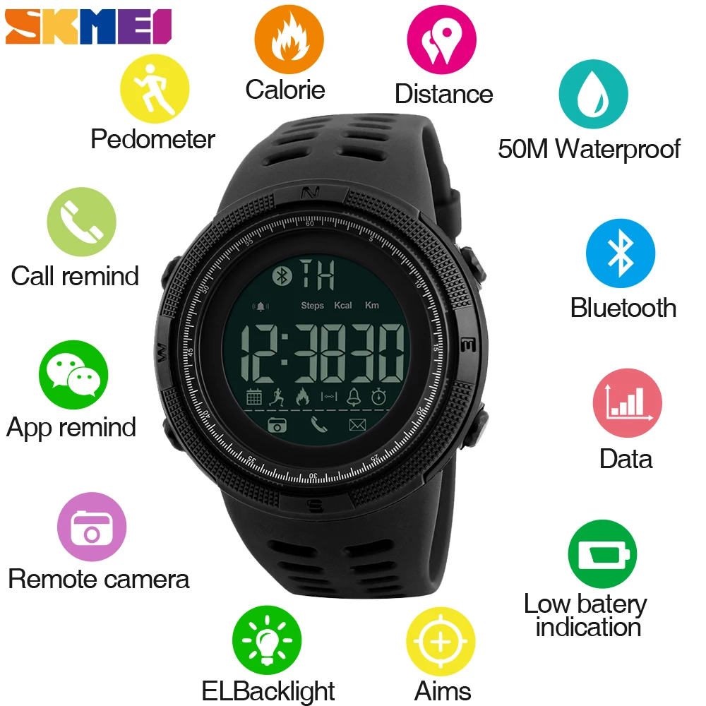 SKMEI Watch Men Male Women Call Reminder Bluetooth-compatible Wristwatches Mens Ladies SPort Watches Reloj Inteligente For Men