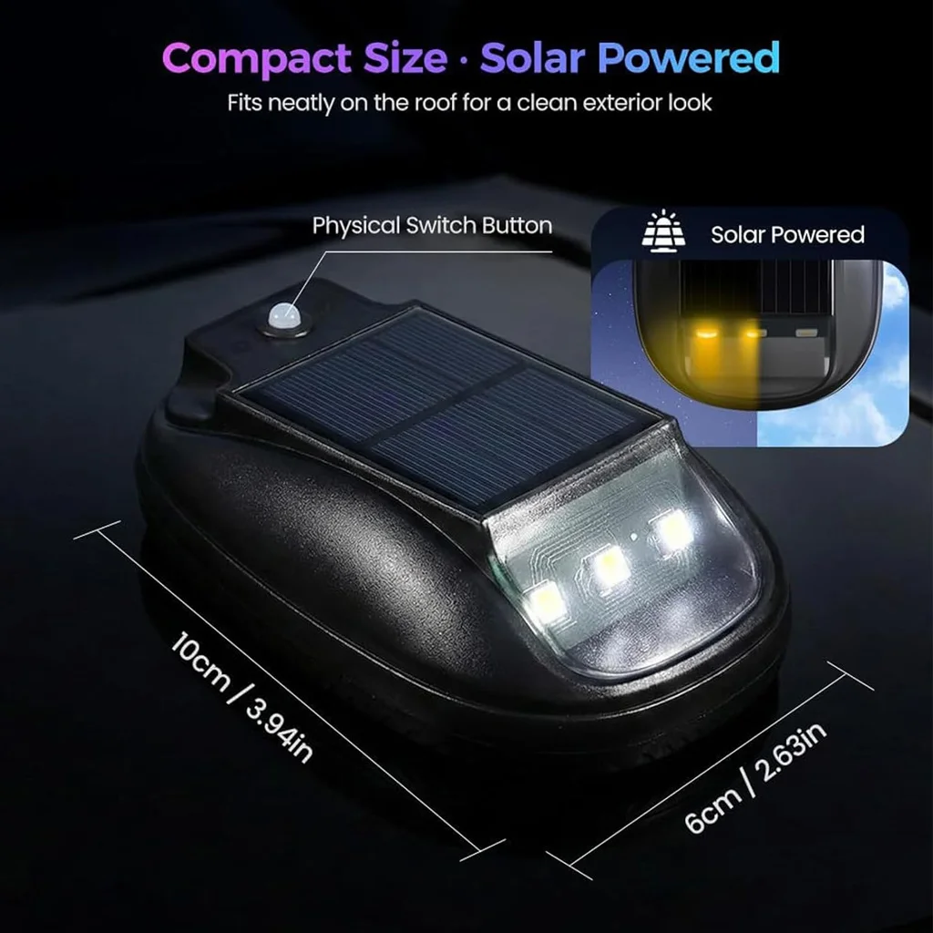 Solar Strobe Lights LED RGB Wireless Waterproof Car Roof Decoration Warning Light Bar SUV Motorcycle Flashing Vehicle Auto Parts
