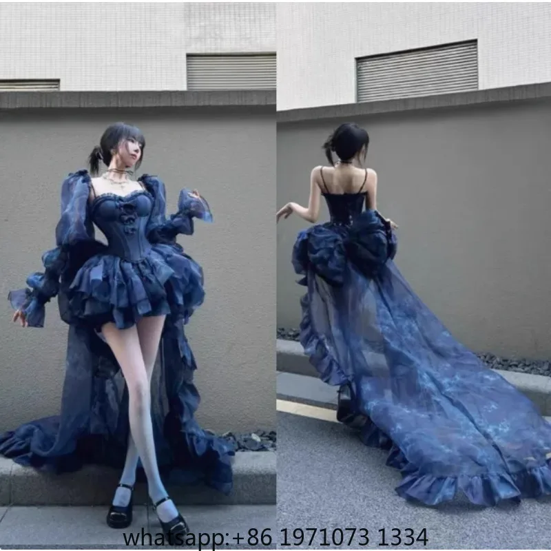 Lolita Sweet Cute Flower Embroidery Trailing Princess Dress Women Elegant Bow Tube Top Skirt High Waist Birthday Ball Gown Dress
