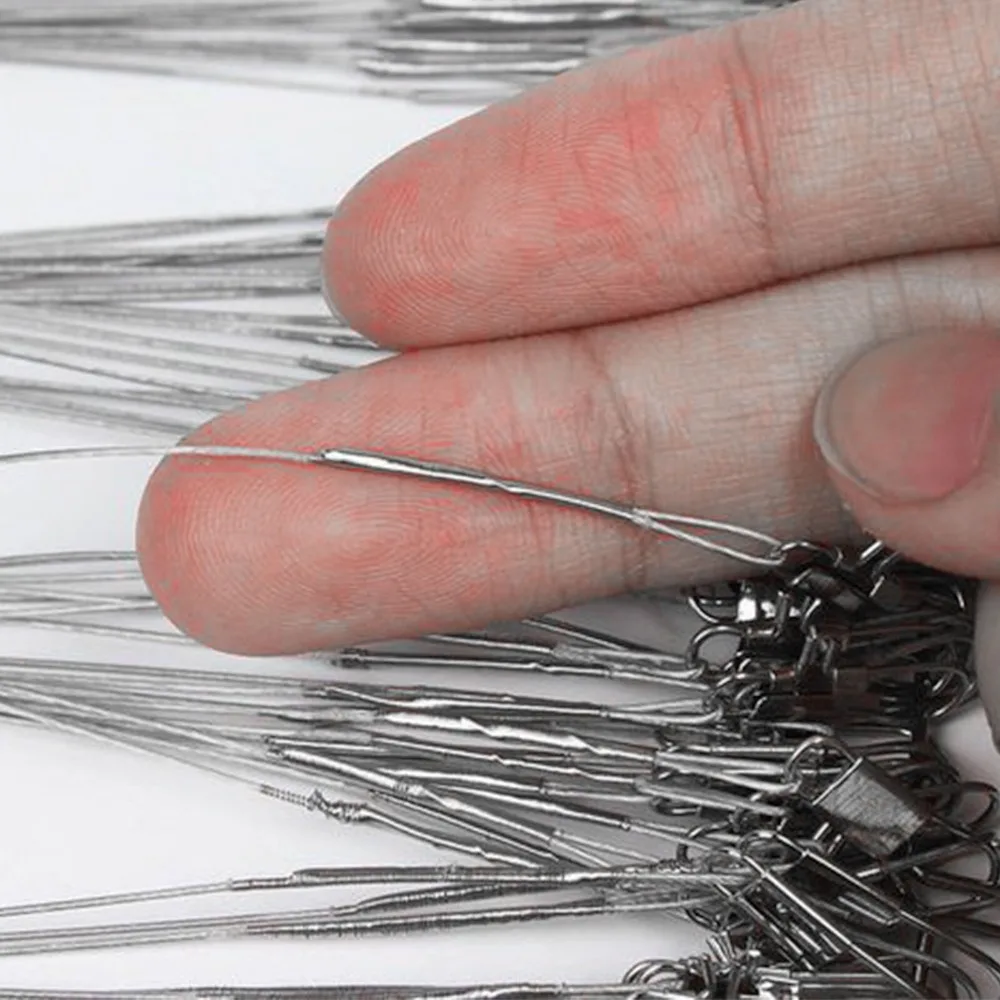 Leader per lenze da pesca in acciaio inossidabile da 100 pezzi con chiusura a scatto e girevole