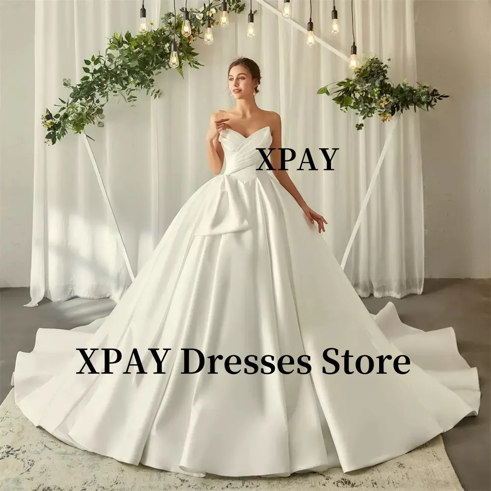 XPAY Sweetheart Ball Gown Luxury Wedding Dresses Korea Photo shoot Thick Satin Princess Bridal Gowns Vestidos de noiva Customize