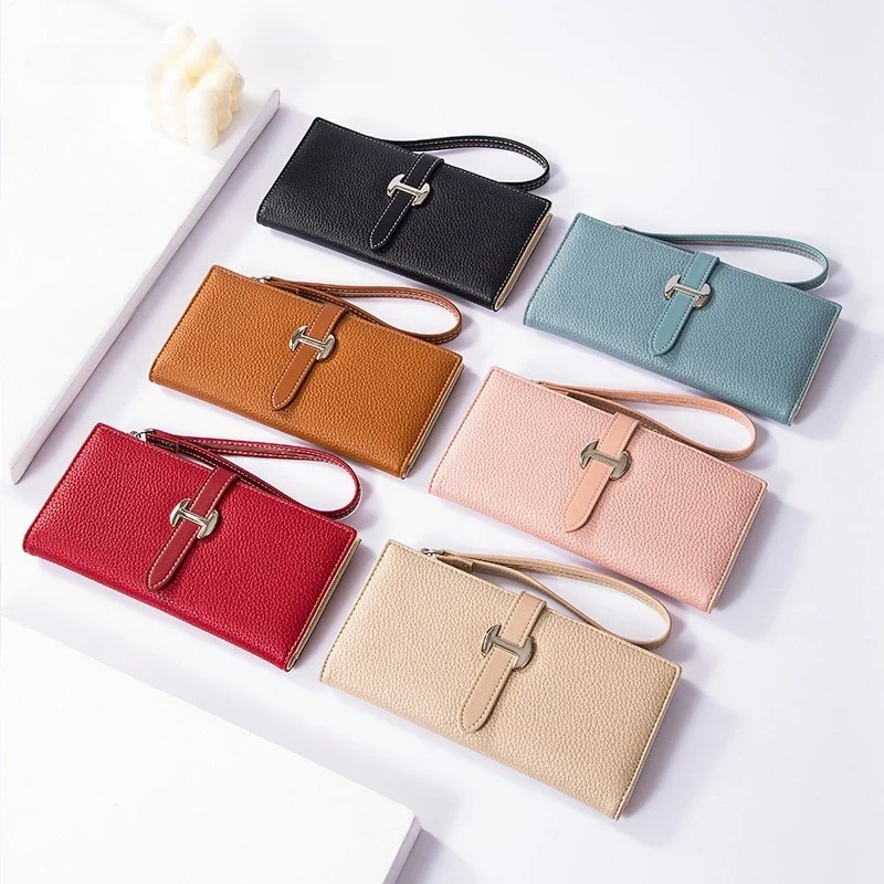1pc Luxury Designer Women's Wallet PU Leather Long Purse for Women Card Holder Handbag with Zip Pocket Simple Clutch Bag
