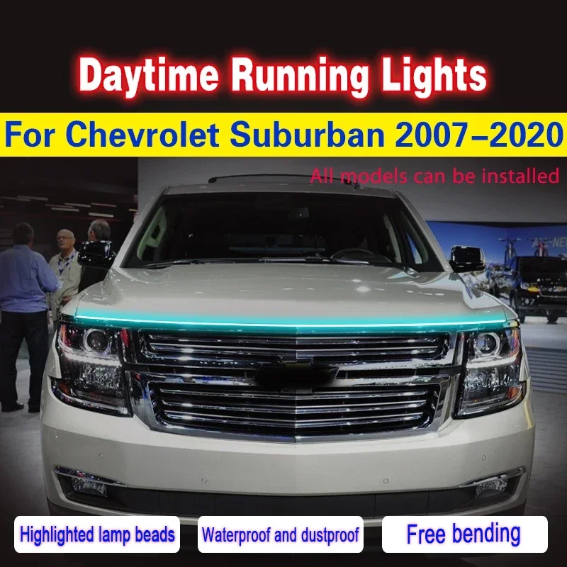 Feux de jour LED 12V étanches et flexibles pour voiture, feux de brouillard décoratifs universels pour Chevrolet Suburban 2007-2020