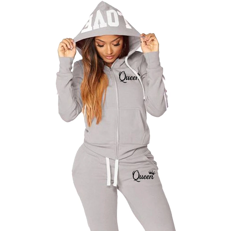 Fashion Casual Sweatsuits for Women Two Pice Set Tracksuit Jogging Suit Zipper Long Hoodies Running Sportswear High Street Pant