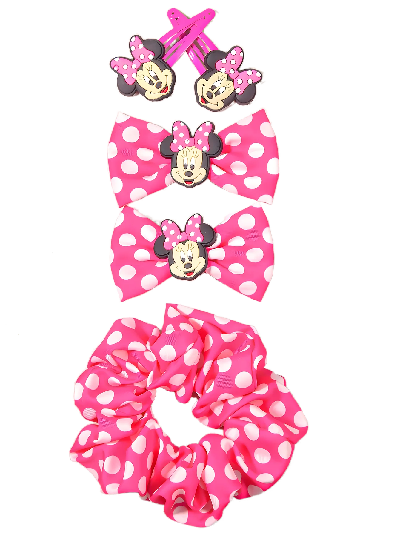 5 piece Classic Polka Dot cartoon scrunchie Bobby pin set for everyday hair accessories