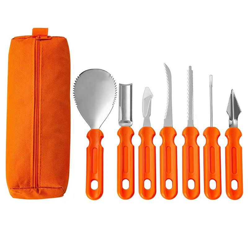 7pcs/set Halloween Pumpkin Carving knife pumpkin lantern DIY carving tools Handmade Carving Stainless steel Knife Making Tools