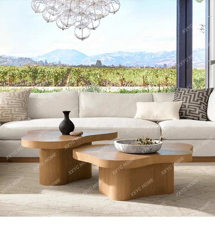 

cloud shape wooden coffee table modern wood center tables for living room furniture FT