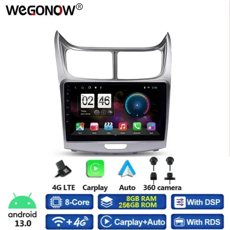 360 Panoramic Camera Carplay 8G+256G Android 13.0 Car DVD Player GPS map WIFI Bluetooth RDS Radio For Chevrolet Sail 2010-2014