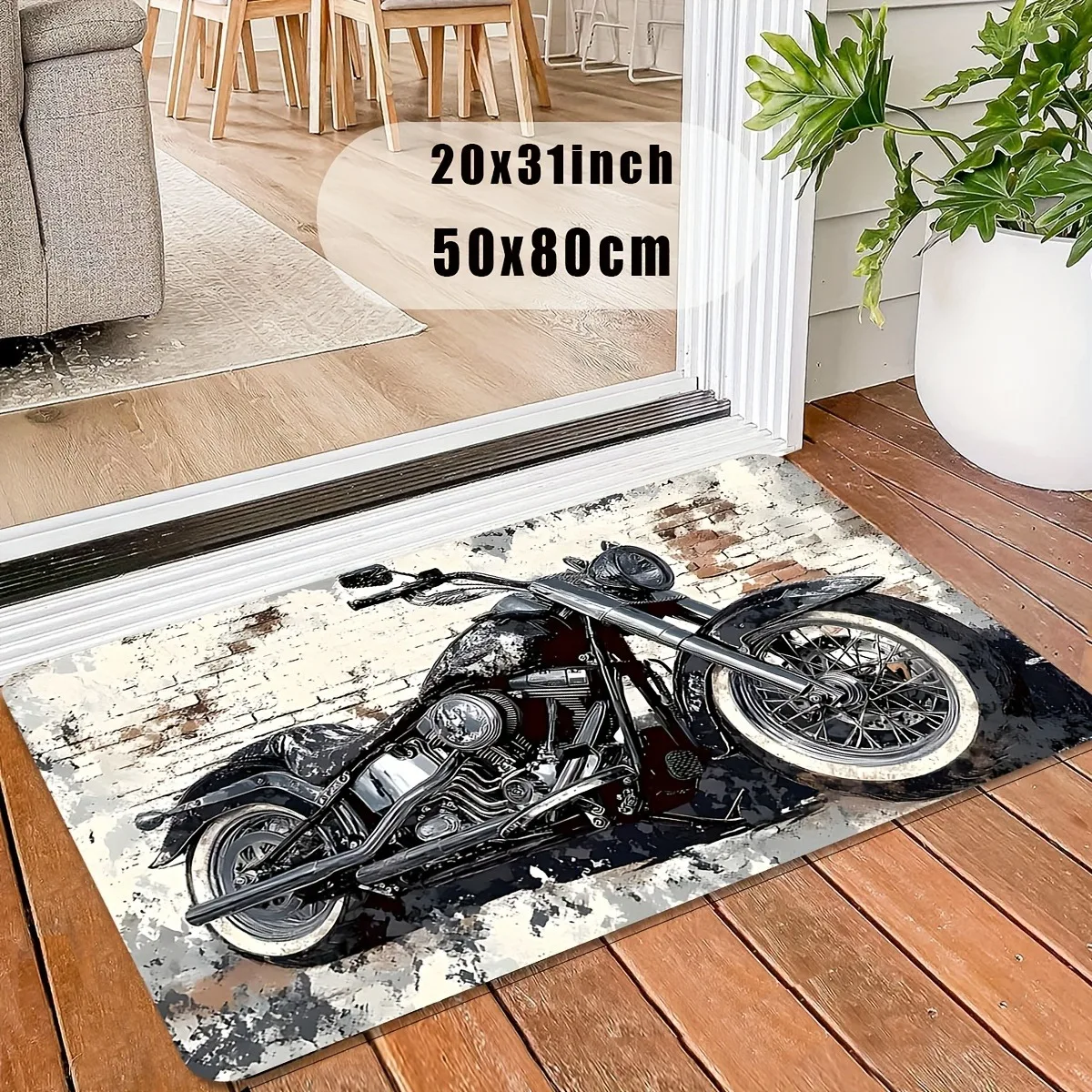 

1PC Motorcycle Pattern Pop arts design Door Mats Kitchen Rugs Non-Slip Bedroom Rugs Bath Mat Carpet for Home Sink Laundry Decor