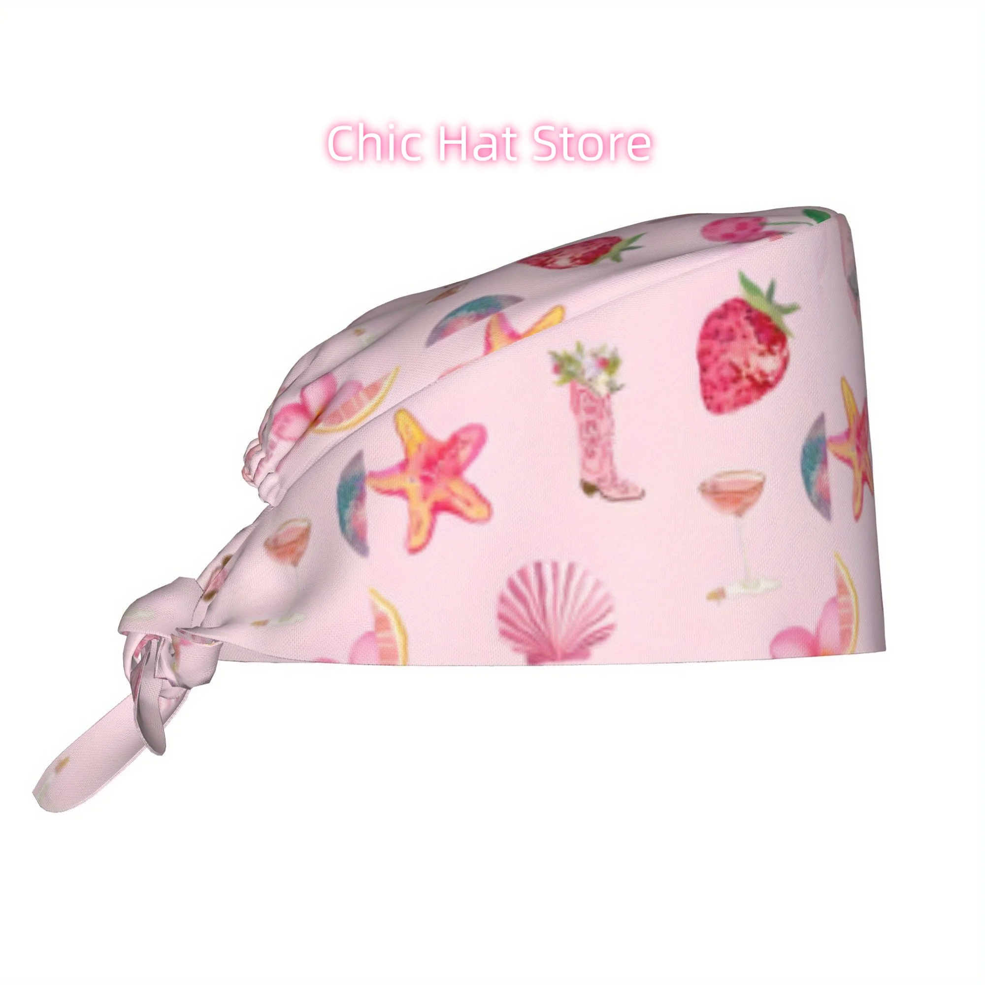 1pc of Fashionable Printed Work Cap for Women - a Lightweight Adjustable Skull Cap, Tie-Back Nurse Hat, Dustproof Chef And Cooki