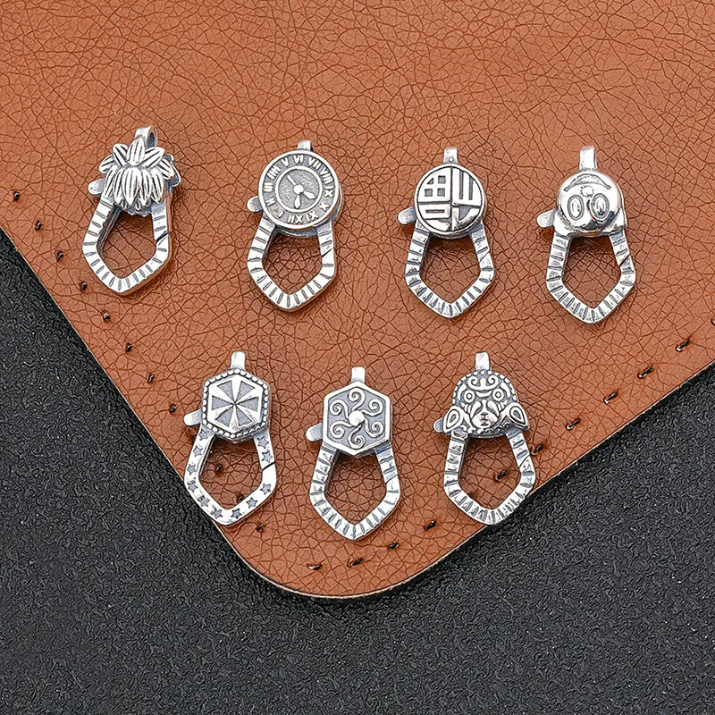 S925 sterling silver spring buckle retro handmade DIY accessory  Bracelet necklace  Connecting buttons