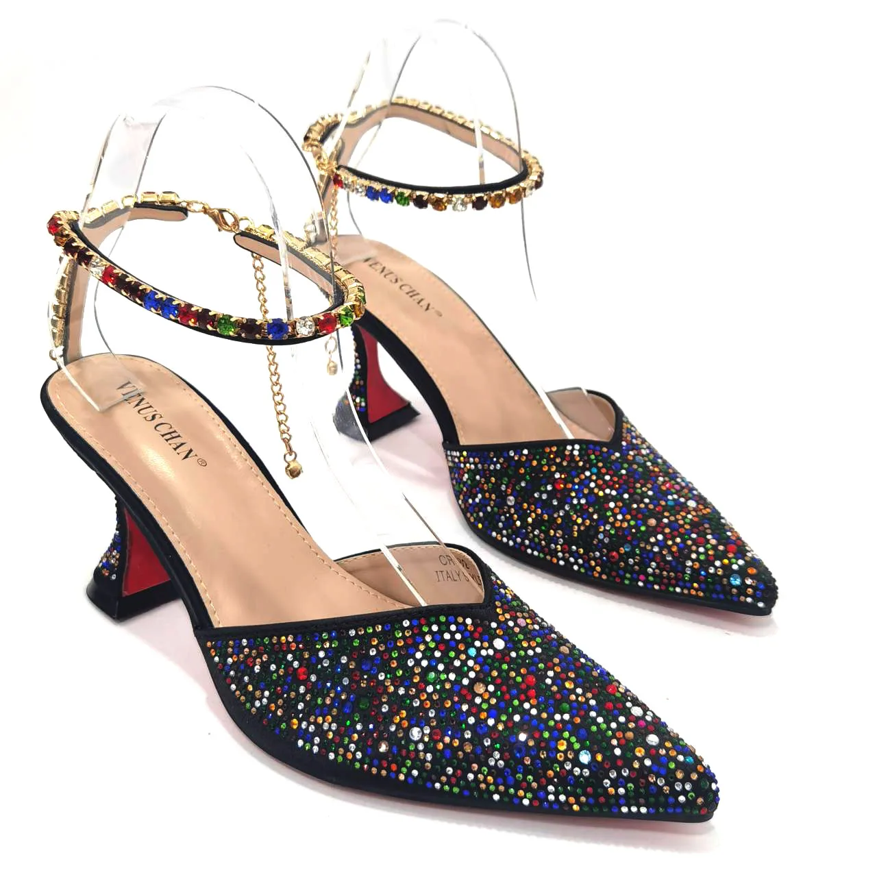Sandals Woman Summer 2025 Spot Goods Italian Design Girly Style Shoes And Bag, Full Diamond Decoration Metal Closure Bags