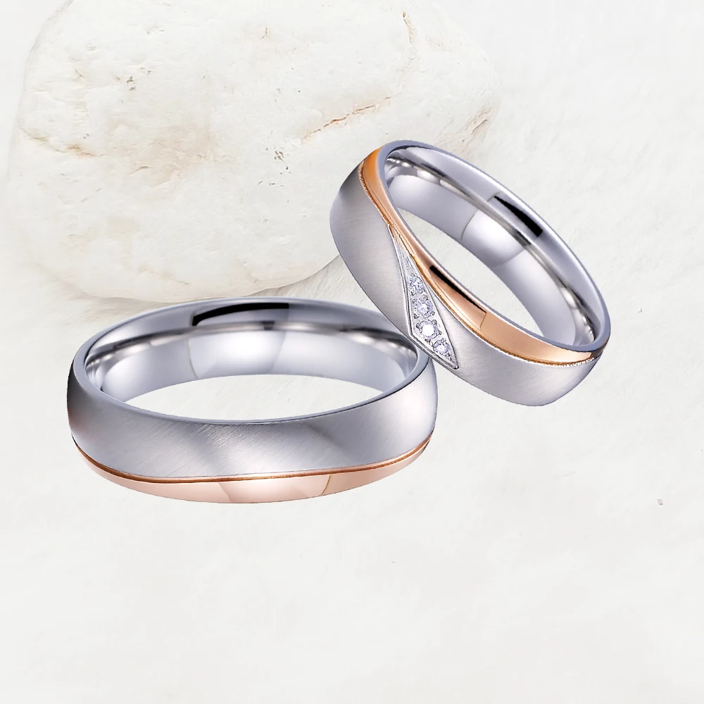 Finger Rings For Girls Couples His and Hers Wedding Rings Designer Bicolor 18k Gold Plated Stainless Steel Jewery