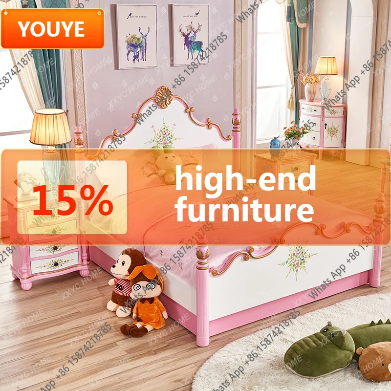 

O A Girl Pink Painted Rural Solid Wood Bed Home Master Bedroom