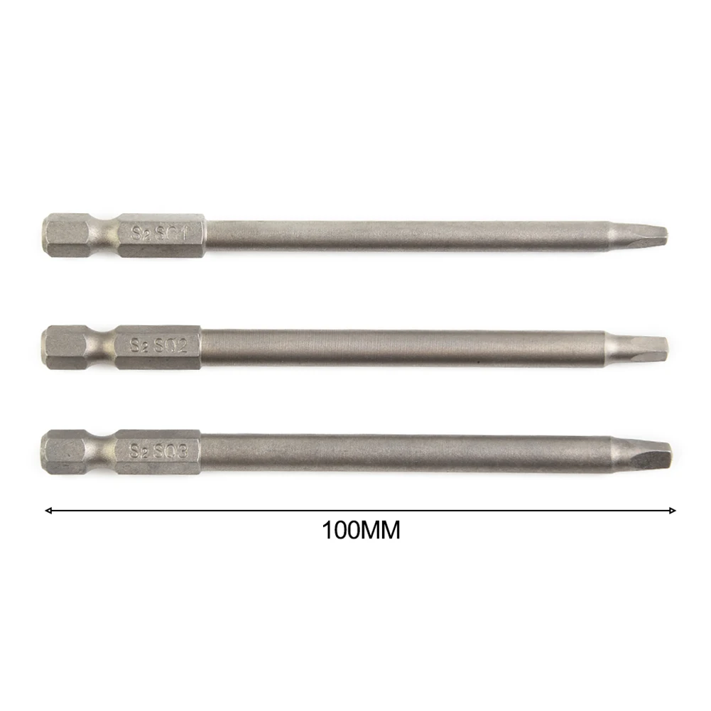 3pcs 100mm Electric Driver Bits Magnetic Square Head Electric Screwdriver Head Screw Driver Bits For Repair Hand Tool SQ1-SQ3