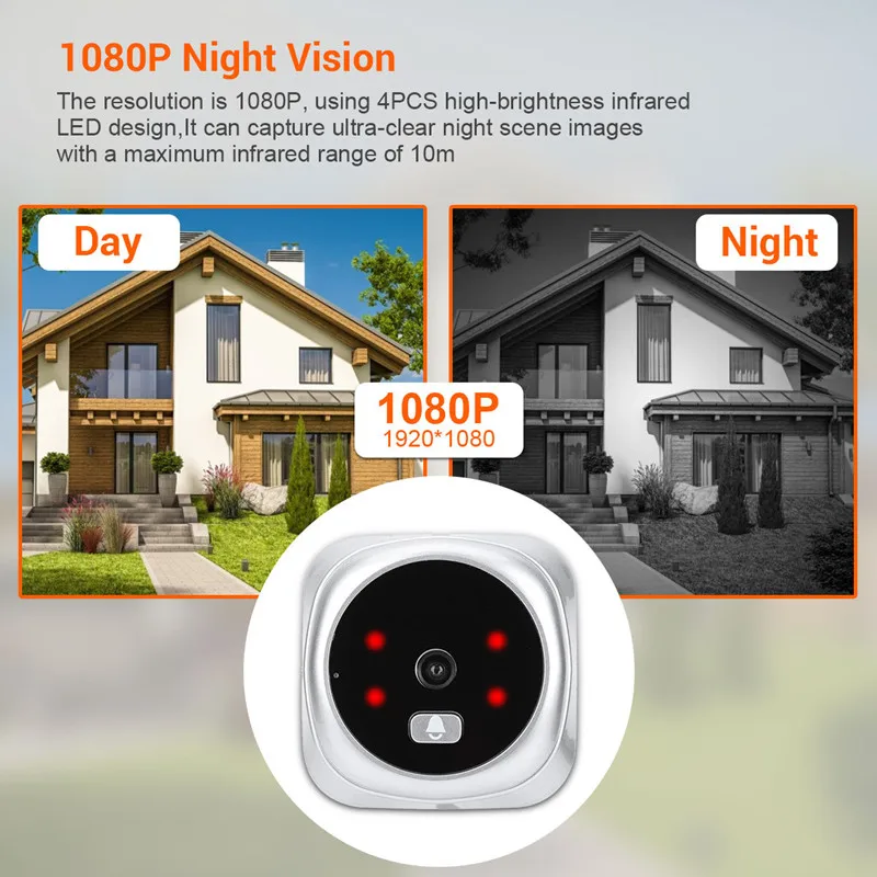 2.8 Inch Video Peephole Doorbell Camera Video-eye Auto Record Electronic Ring Night View LCD Digital Viewer Entry Home Security