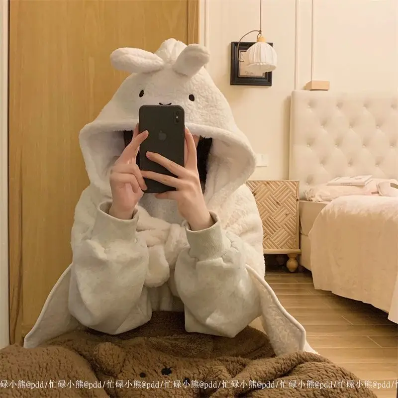 Kawaii Cute Miffy Rabbit Autumn and Winter Warm Thick Blanket Shawl Rilakkuma Office Anti Cold Napping Blanket Girls Gifts Toys