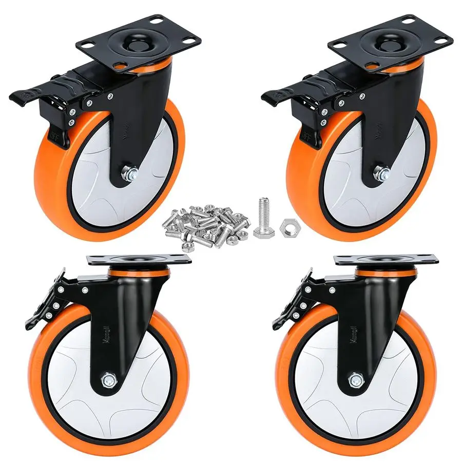 

inch Heavy Duty Casters Load 2800lbs,Perfect Design Structure in Lockable Bearing Caster Wheels with Brakes,Swivel Casters for F