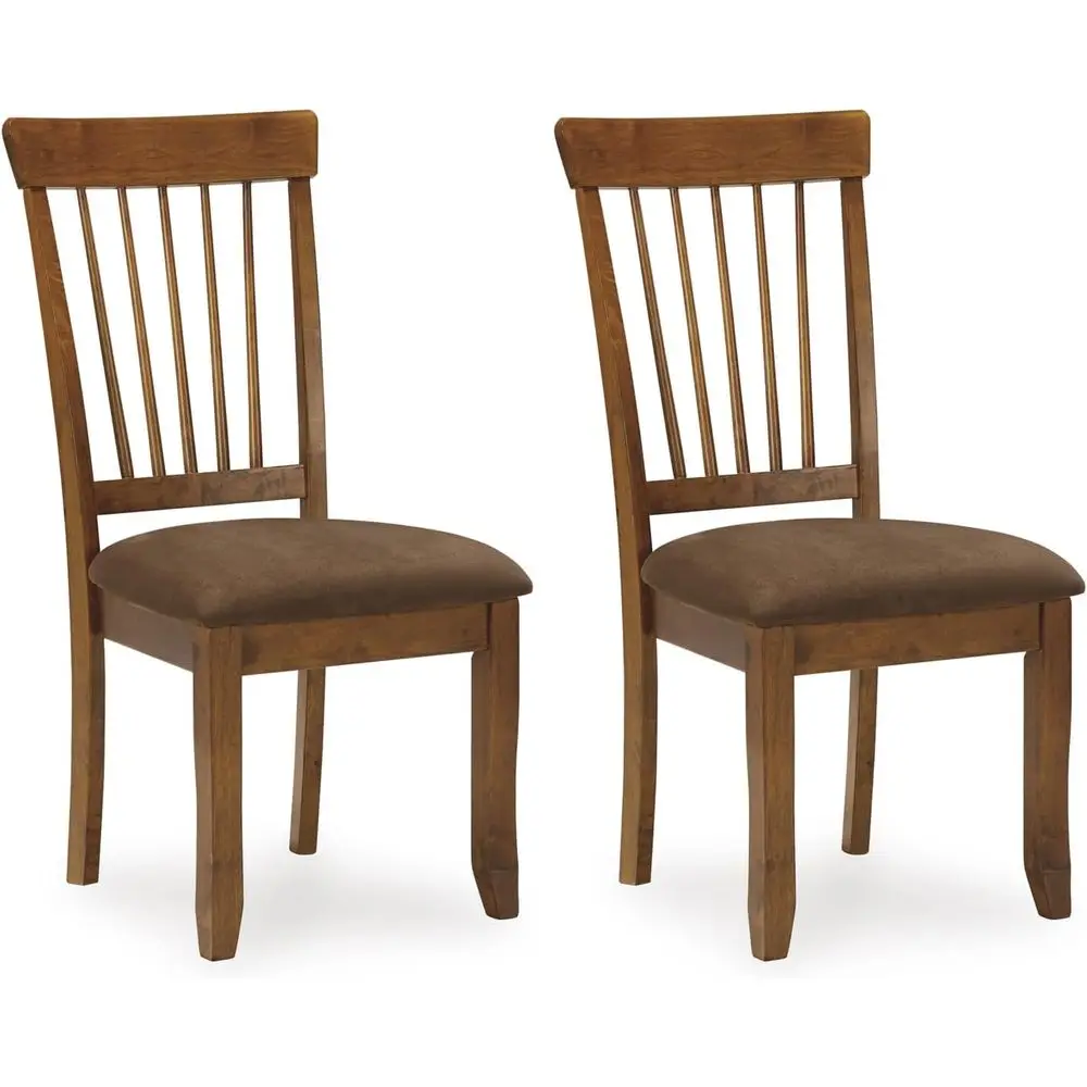 

Berringer | Spindle Back 18" Dining Chairs (Set o 2) – Rustic Light Brown with Upholstered Cushioned Seat