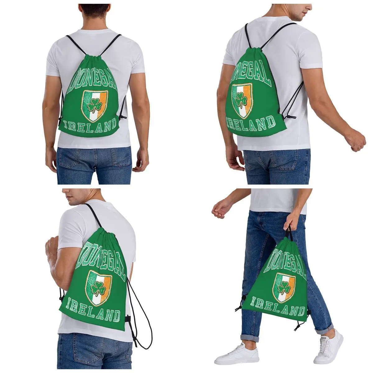 Donegal, Ireland With Shamrock Backpacks Fashion Portable Drawstring Bags Sundries Bag Book Bags For Man Woman Students