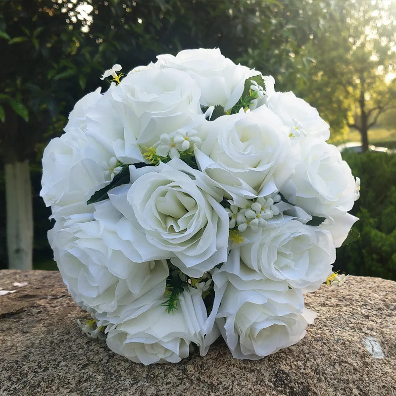 Bouquet de Mariage Blanc pour Patients, Fleurs Artificielles, Poubelle, Accessoires pour Demoiselles d'Honneur