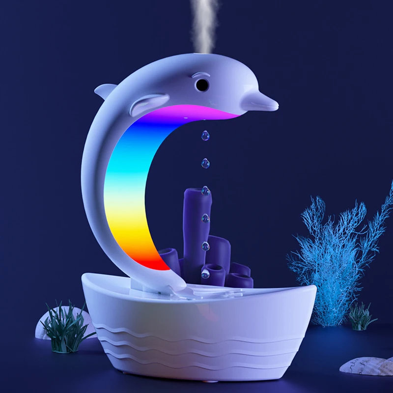 Dolphin Anti Gravity Water Droplet Humidifier Bluetooth Speaker, Light Tone Humidifier, Colorful lights, -for Home Deco, Gift