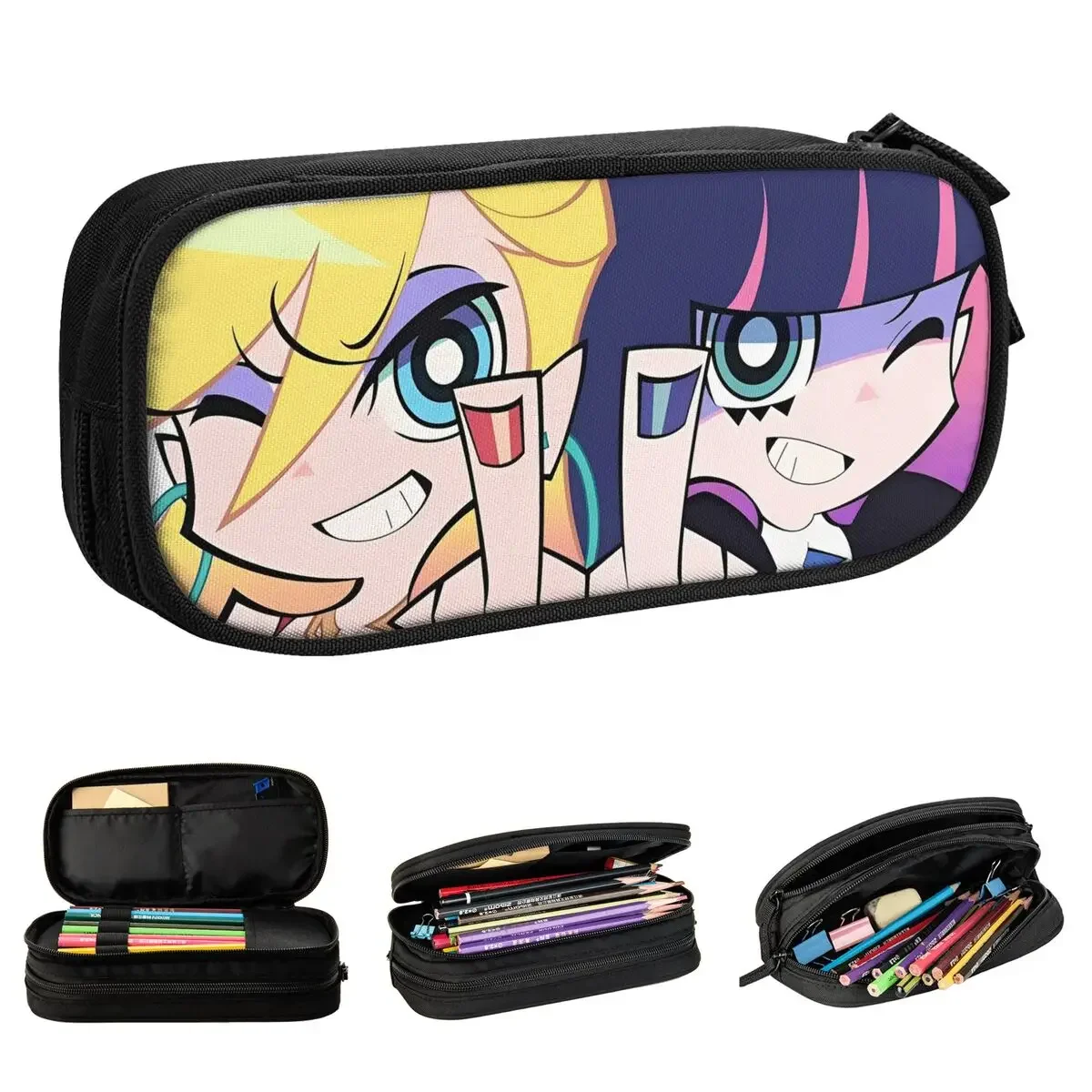 Panty Stocking With Garterbelt Pencil Cases Angles Anime Pen Bag Kids Big Capacity Students School Gift Pencilcases