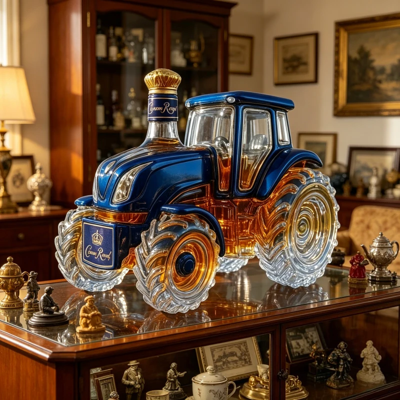 Premium Tractor Design Whiskey Decanter Glass Liquor Bottle Barware Collection Ornaments
