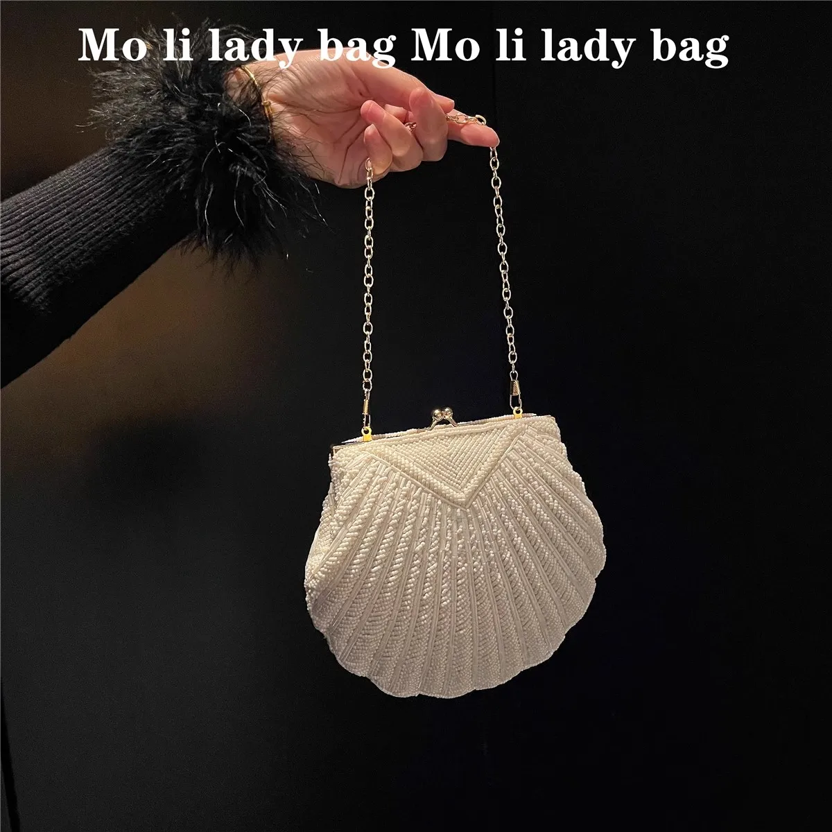 

High Quality Beads Beaded Handmade Shell Bag Fashion Elegant Women Handbag Luxury Clutch Purse For Wedding Party Crossbody Bag