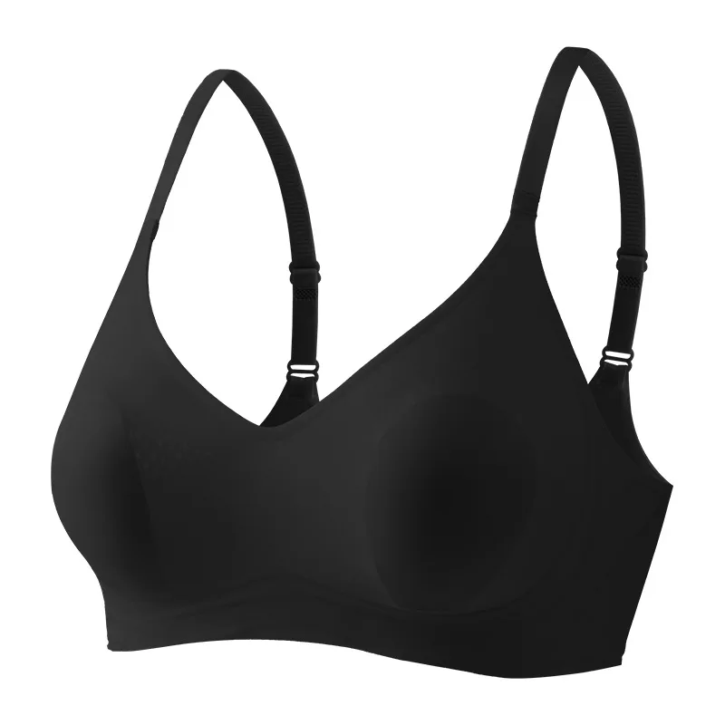 

Simple Solid Color Big Breast Thin Comfortable Bra For Women Ice Silk Seamless Brassier Soft Big Size Traceless Sexy Lingerie