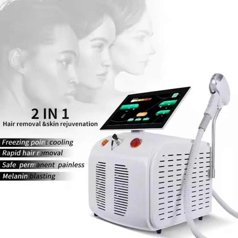 

2 In 1 808 Diode Laser ICE Platinum Titanium Q Switched Nd Yag 1064 Nm 1320 Nm Pico Laser Penghilang Tatoo Picosec