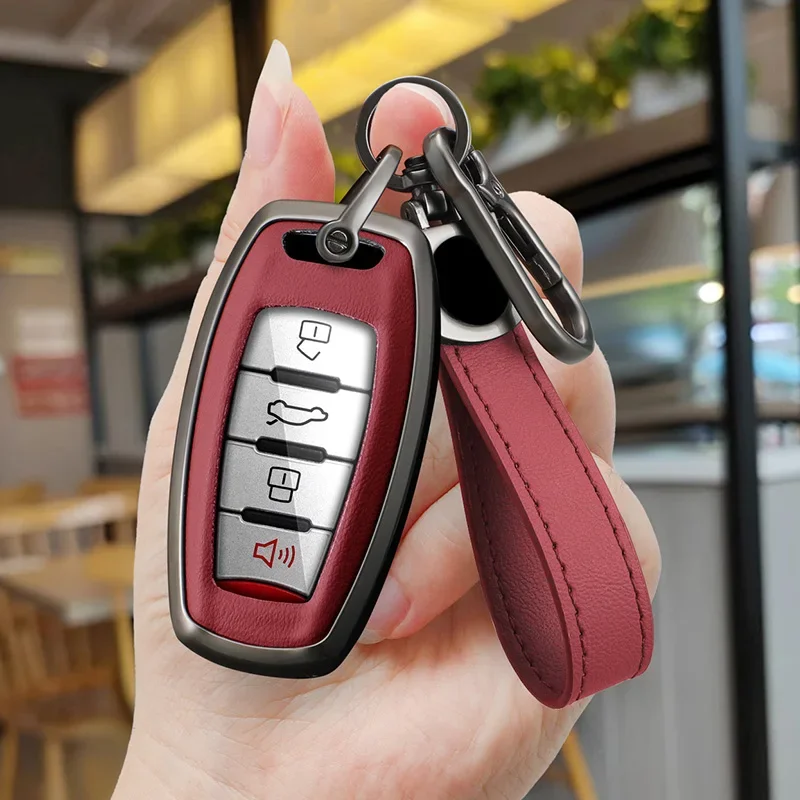 Zinc Alloy Leather Car Key Case Cover Holder For Great Wall POER Haval Jolion H1 H4 H6 H7 H9 F5 F7 F7X H2S GMW Dargo Accessories