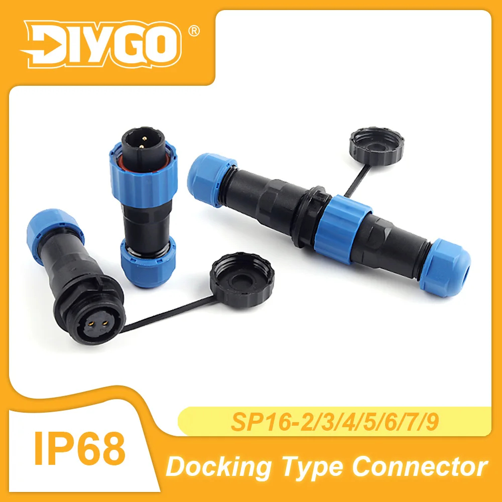 SP16 Aviation Connector Male Plug And Female Socket 2/3/4/5/6/7/9 Pin IP68 Waterproof Wire Cable Docking Connection Outdoor