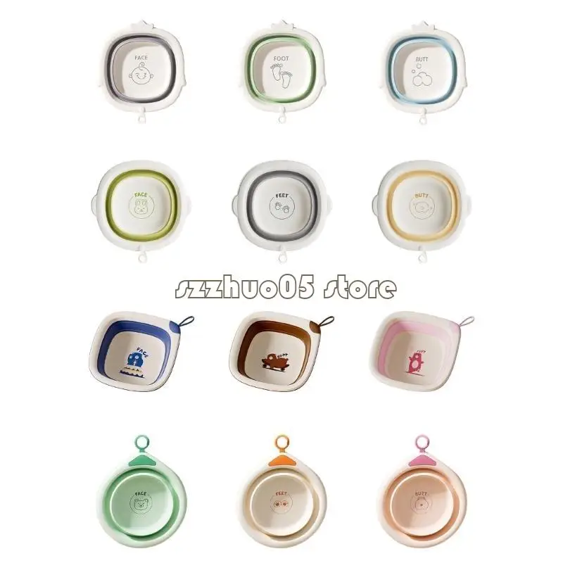 

M3GE Space Saving Baby Bathing Pan Foldable Design for Face Butt Cleaning Lightweight Toddler Travel Wash Accessory