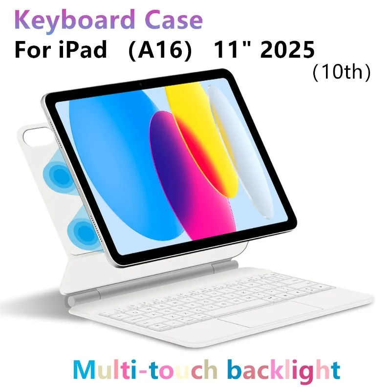 

Magic Keyboard Case for IPad 11th A16 2025 Pro11 M4 2024 /Air13/11/5/4 M3 10th 12.9 Multi-touch Backlight Folio Smart Cover