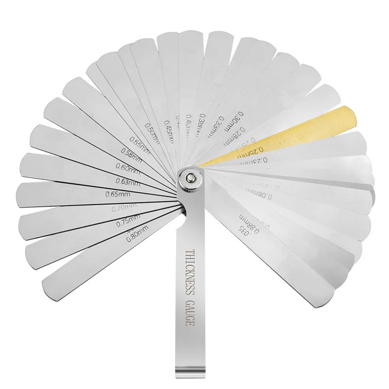 Metric Thickness Feeler Gauge 32 Blades Set Tappet With Brass Gap Measure Tool Range 0.04mm 0.88mm Valve Motorcycle Measurement image 4