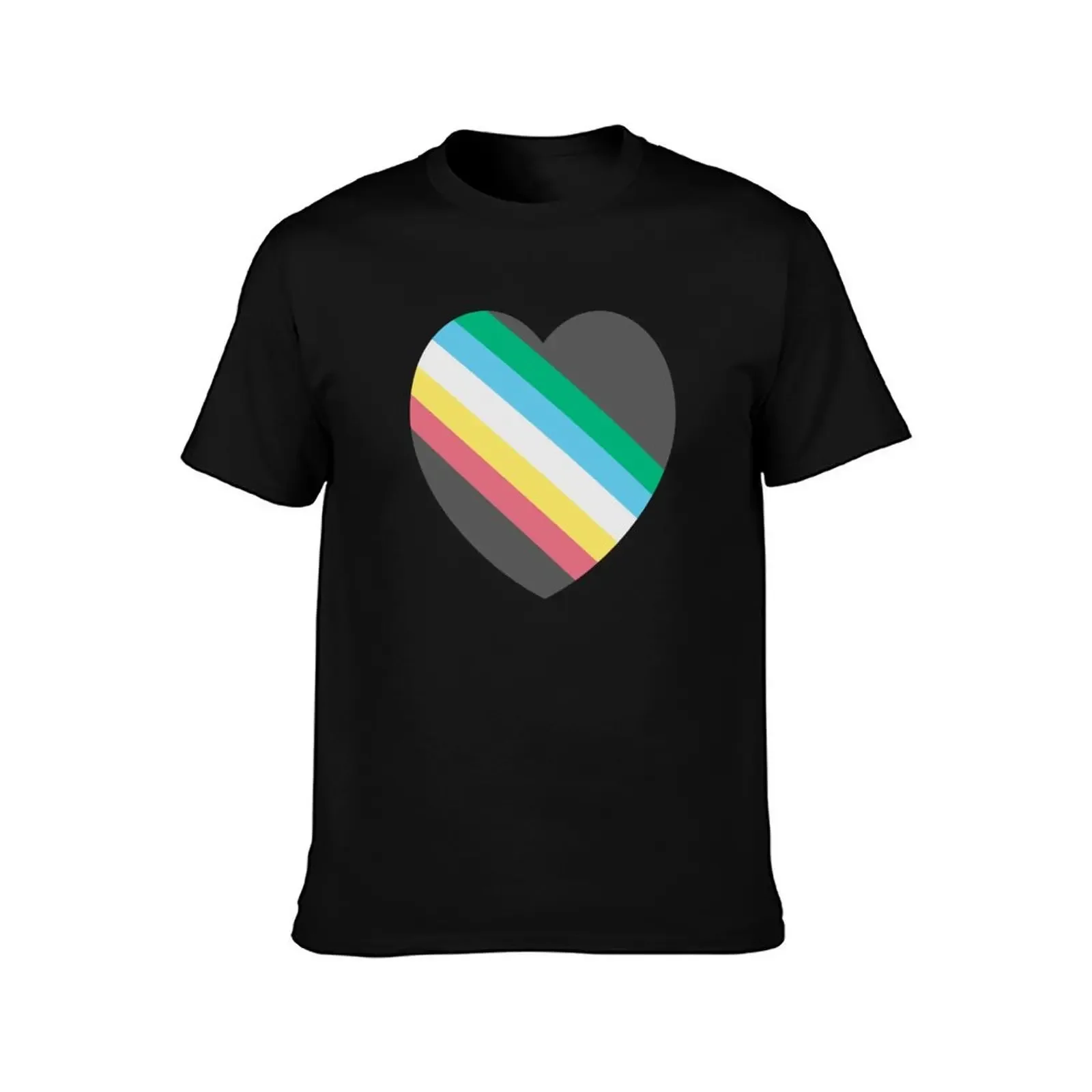 Heart-Shaped Disability Pride Rainbow Colorful Flag T-Shirt blacks croswit shirt man men t shirts high quality