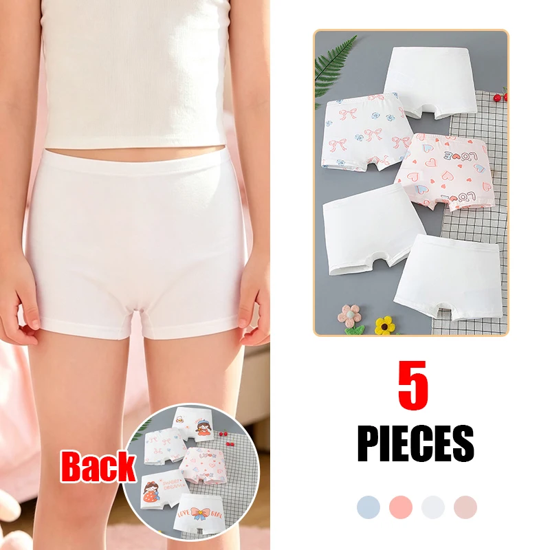 5-piece Set Of Cute Printed Underwear For Girls In All Four Seasons Children's Comfortable Four Cornered Underwear Bottom Shorts