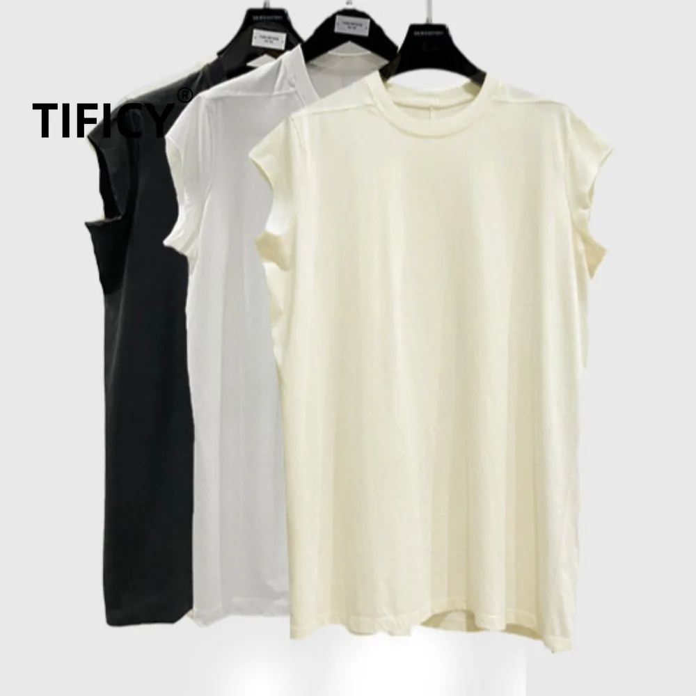High Street RO Black Tees T-shirts Men's Classic Dark Oversized Loose Burr Loose Solid Color Tank Tshirt Tops in 3 Colors