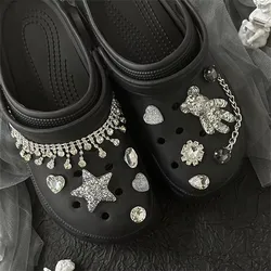 Fashion Charm Jewelry Shoes Accessories Silver Metal Diamond Bear Shoe Buckle Decoration Love DIY Detachable Shoe Buckle